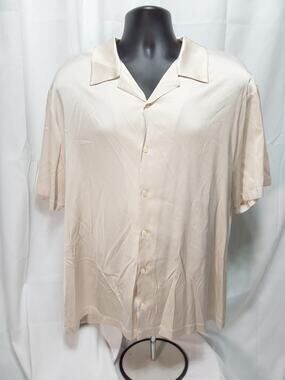 A Wet XXL Cream Short Sleeve Button-Down Shirt #M179